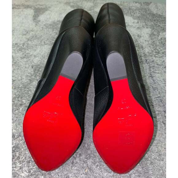 Christian Louboutin Civiliza 100 Black Calf Leather Knee High Wedge Heel Boot 37 - Picture 12 of 12